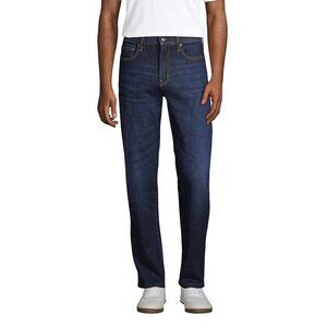 NEW Lands' End Mens 32x34 Traditional Fit Jeans Dark Wash Cotton Blend Denim